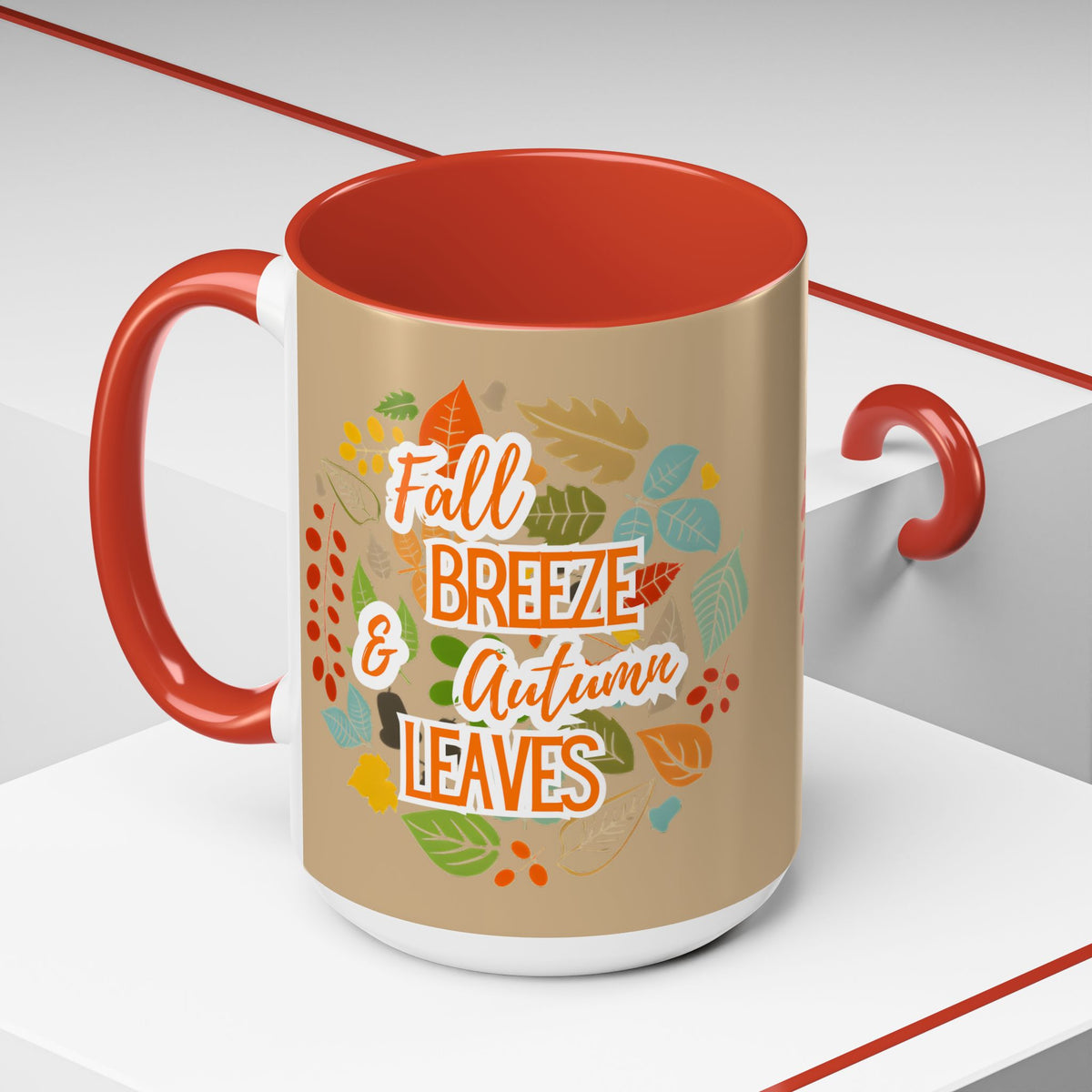 Fall Breeze & Leaves Coffee Mug, Autumn Mug, Seasonal Drinkware, Cozy Kitchen Decor, Perfect Gift for Fall Lovers