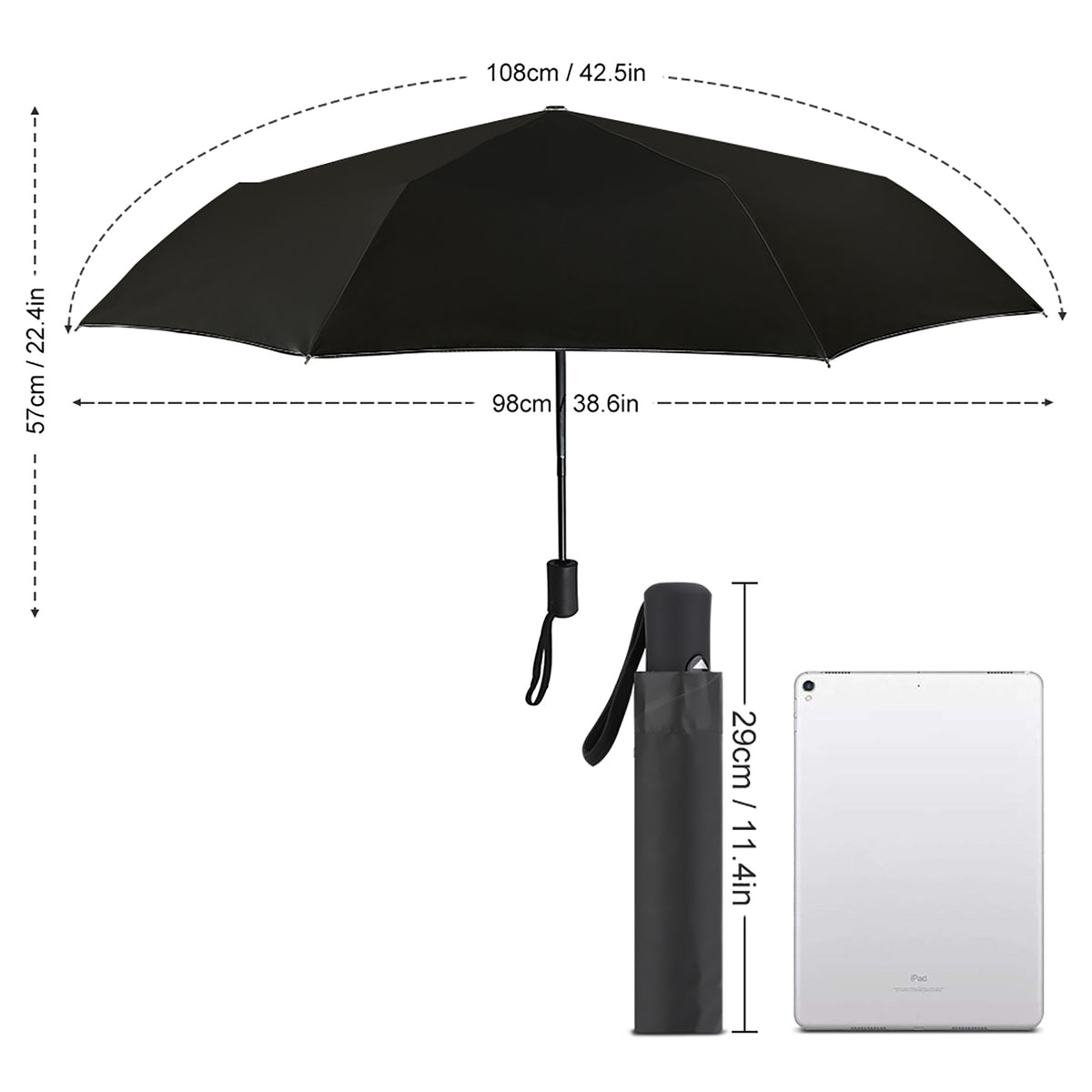 Automatic Umbrella with Hearts Print Inside Pattern