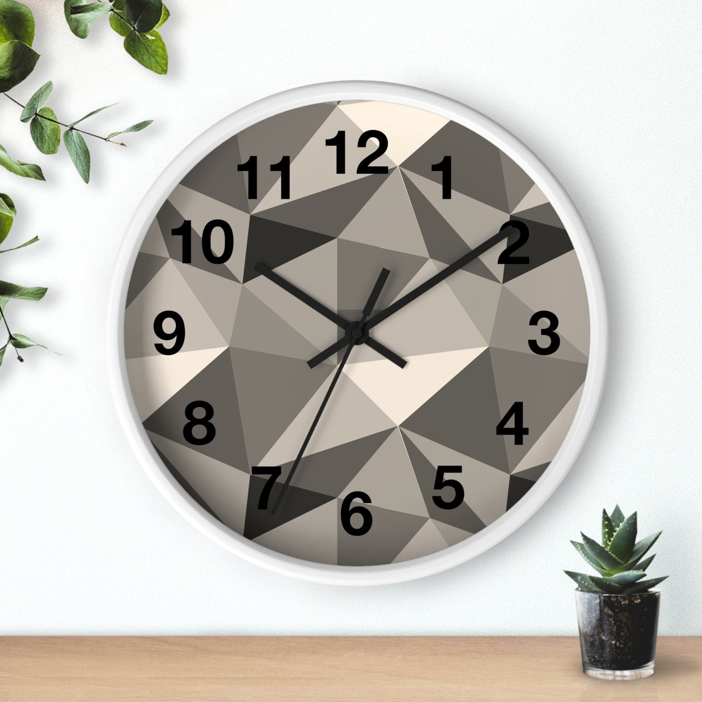 Geometric Wall Clock, Modern Home Decor, Minimalist Timepiece, Stylish Office Clock, Unique Gift for Housewarming, Monochrome Design