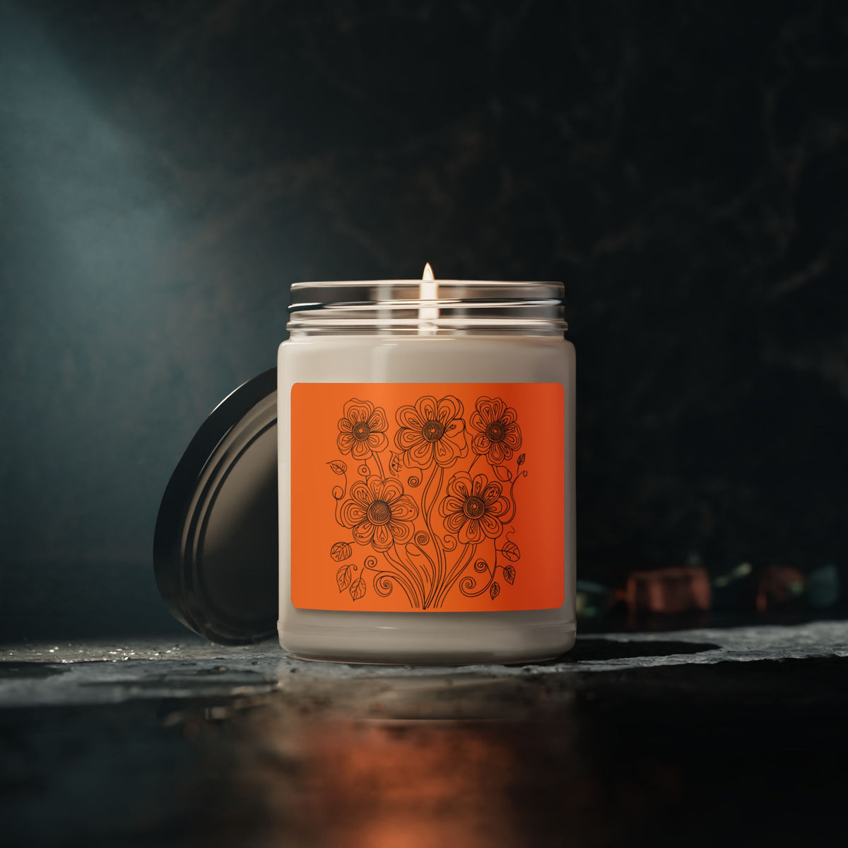 Floral Amber Soy Candle — 9oz Scented Jar (Hand-Poured, Cozy Autumn Vibe)