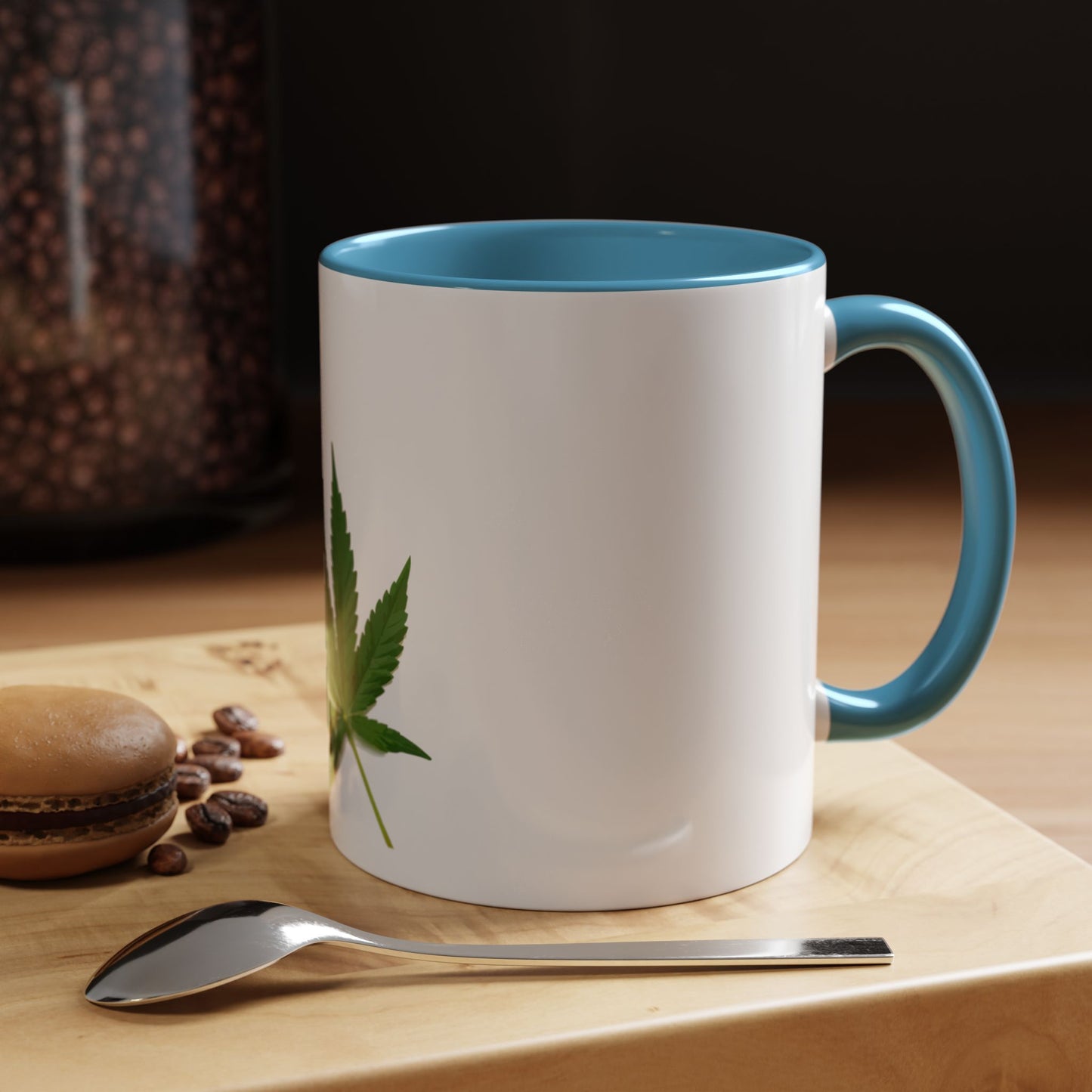 Marijuana Leaf Accent Coffee Mug | Cannabis Lover's Gift, Unique Coffee Cup, Pothead Mug, Stoner Gift Idea, Greenery Decor