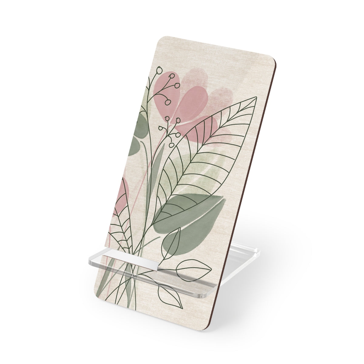 Floral Smartphone Stand, Elegant Desk Decor, Mobile Display Holder, Gift for Her, Home Office Accessory, Birthday Gift, Plant Lover Decor