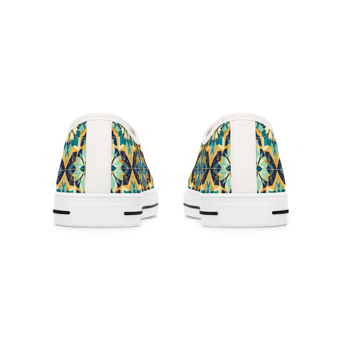 Low Top Sneakers — Boho Tile Floral Print Casual Canvas Shoes