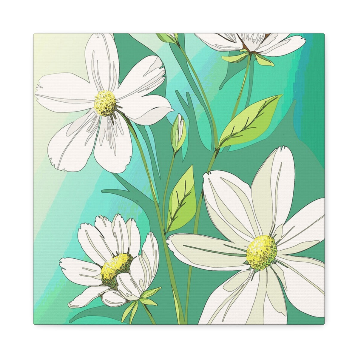 Matte Canvas, Stretched, 1.25" White Flowers