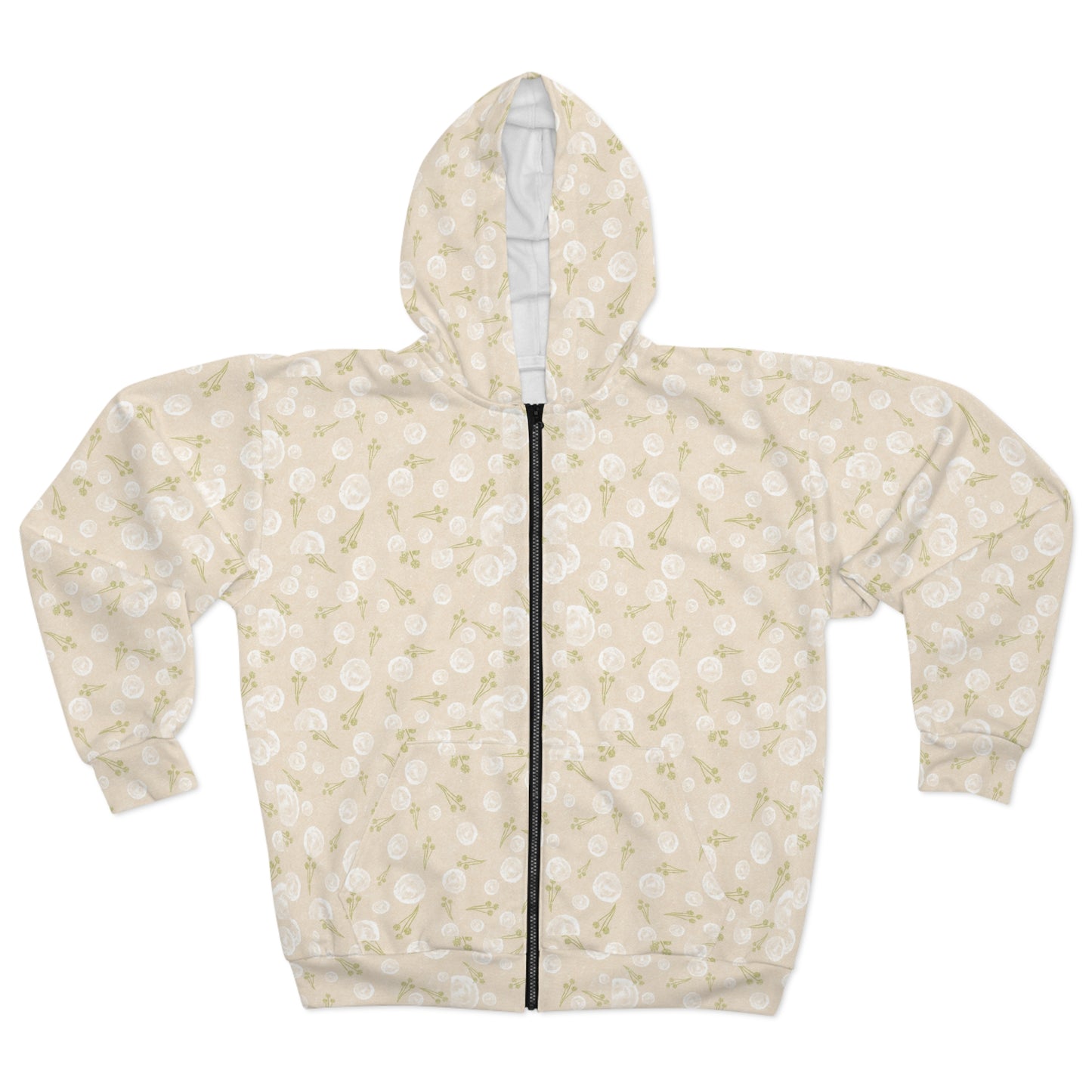 Floral Patterned Unisex Zip Hoodie - Cozy Layer for Everyday Style, Gift for Friends, Spring Fashion, Casual Wear, Versatile Outerwear