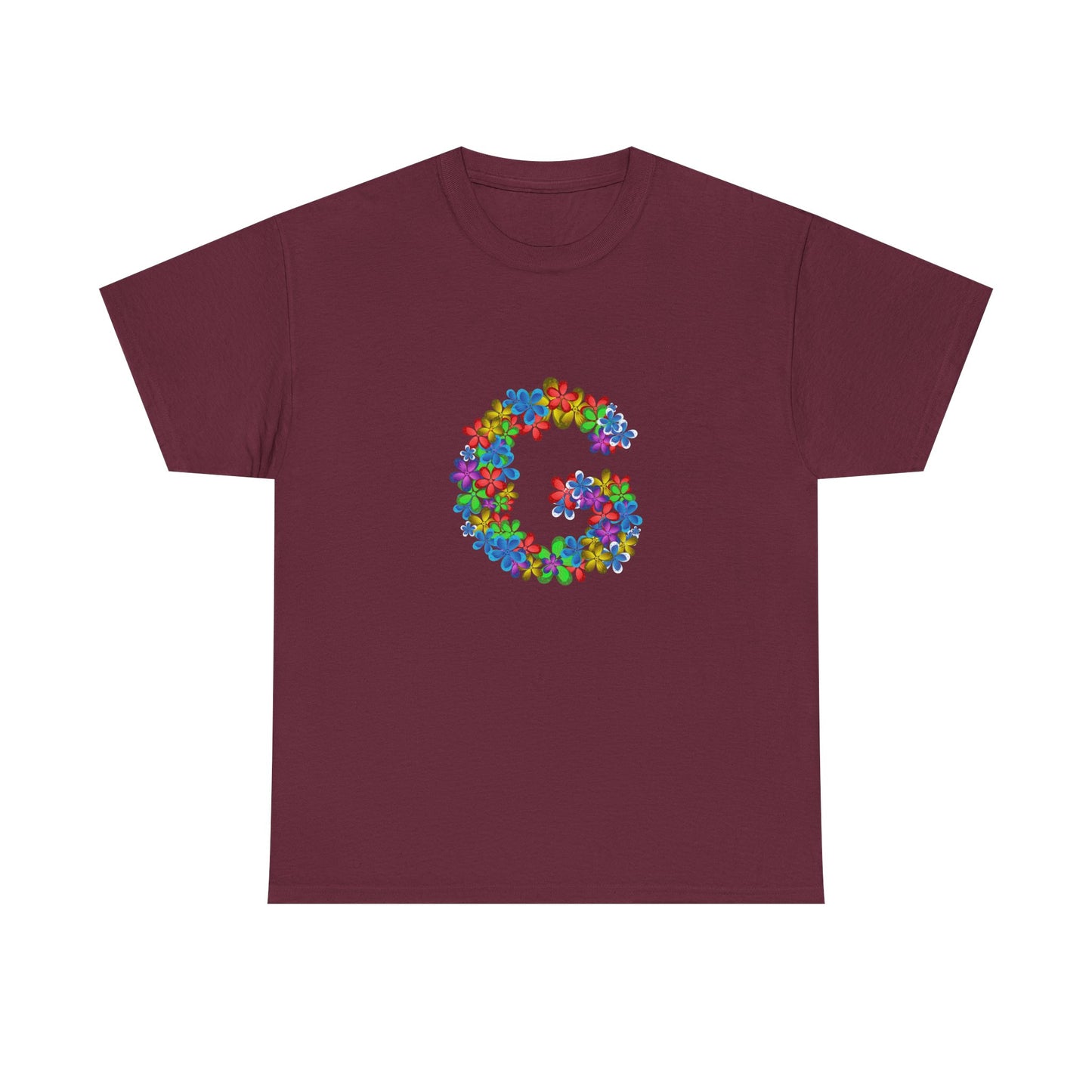 Floral Initial Unisex Tee - Personalized Gift, Casual Summer Wear, Birthday Present, Eco-Friendly Tee, Customizable Clothing