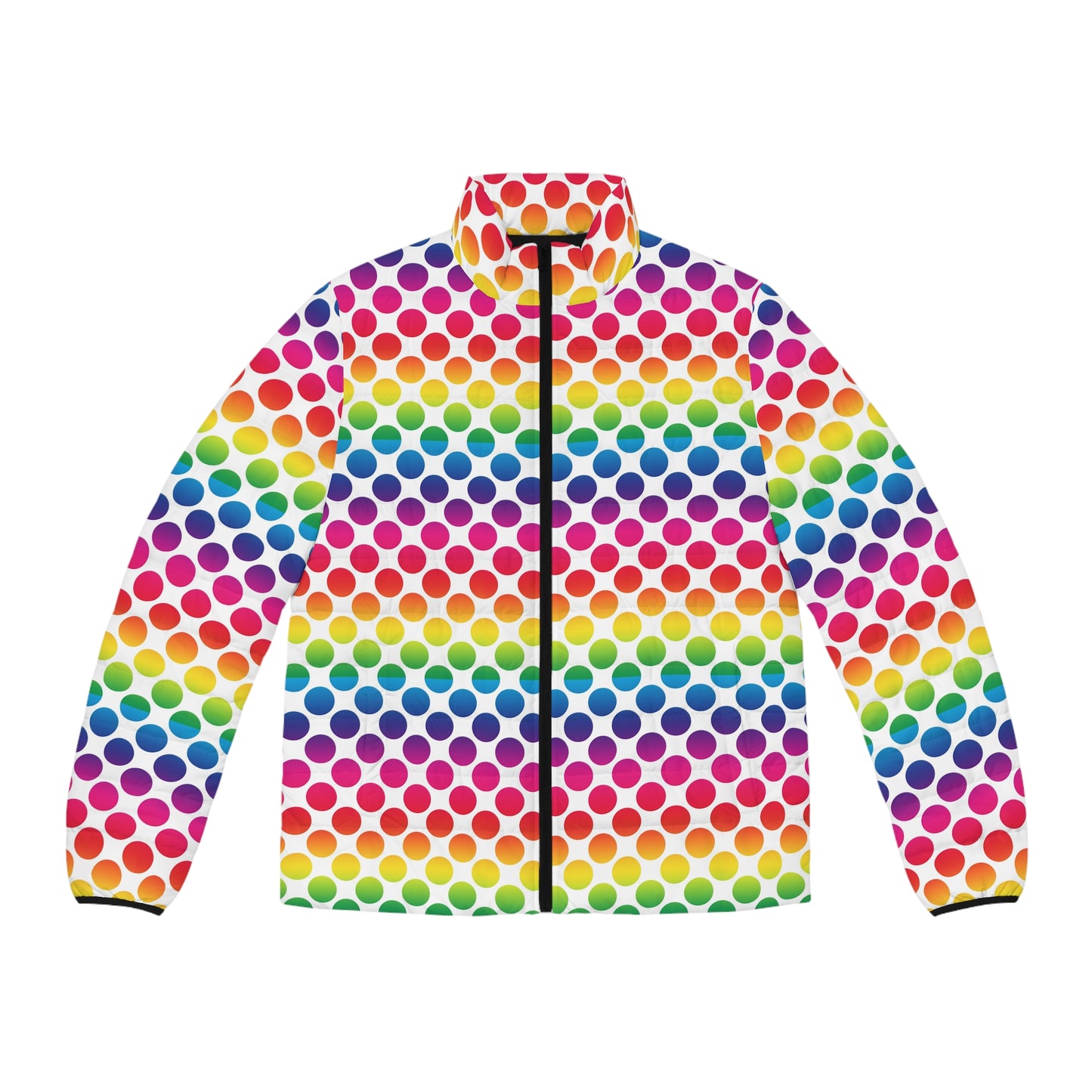 Vibrant Rainbow Men's Puffer Jacket, Colorful Winter Outerwear, Stylish Men's Jacket, Unisex Jacket, Perfect for All Occasions