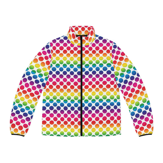 Vibrant Rainbow Men's Puffer Jacket, Colorful Winter Outerwear, Stylish Men's Jacket, Unisex Jacket, Perfect for All Occasions