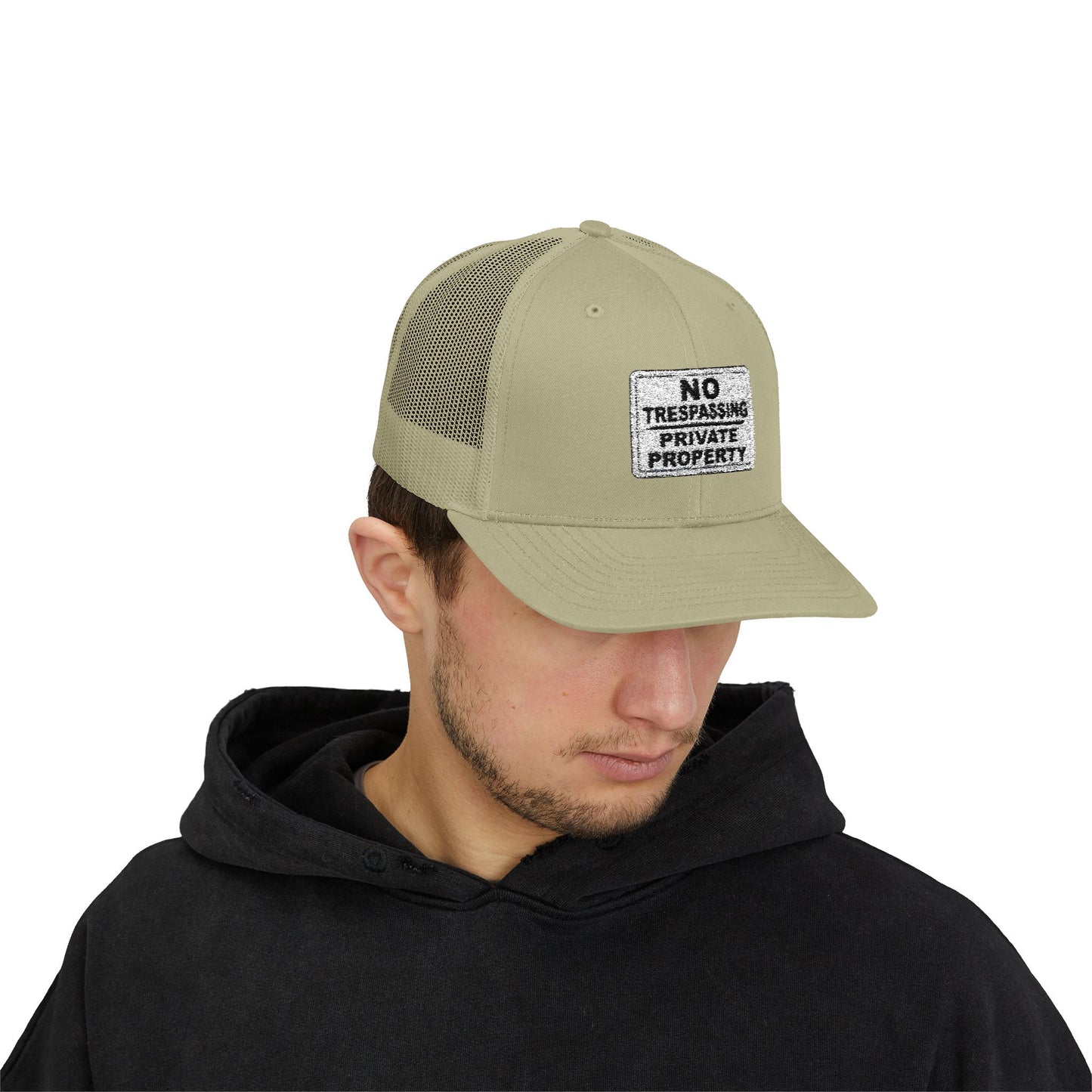 No Trespassing Snapback Trucker Cap, Outdoor Adventure Hat, Unique Gift for him, Summer Casual Style, Trendy Accessory