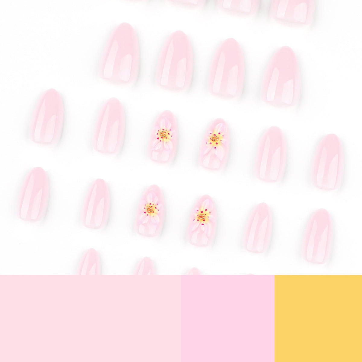 365nails: "Blush Petal Almond" – 3D Floral Hand-painted Almond Nails – Image 4