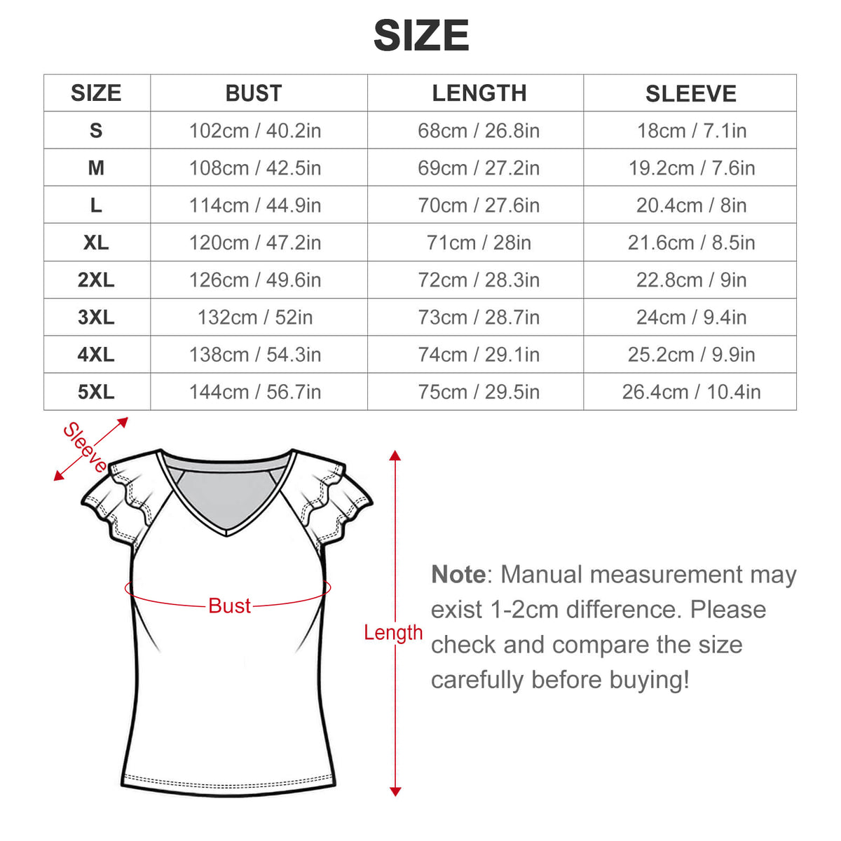Cooling Polyester Ruffle V-Neck T-Shirt