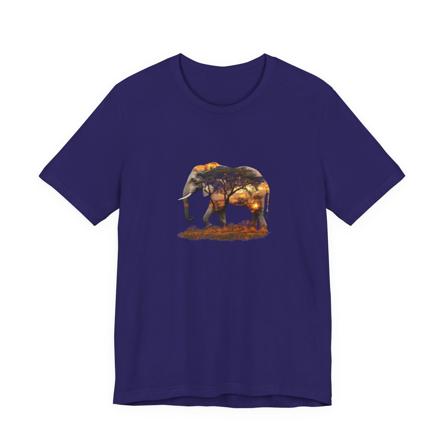 Elephant Sunset Unisex Jersey Tee, Nature Lover Shirt, Animal Print T-Shirt, Gift for Wildlife Enthusiasts, Eco-Friendly Fashion
