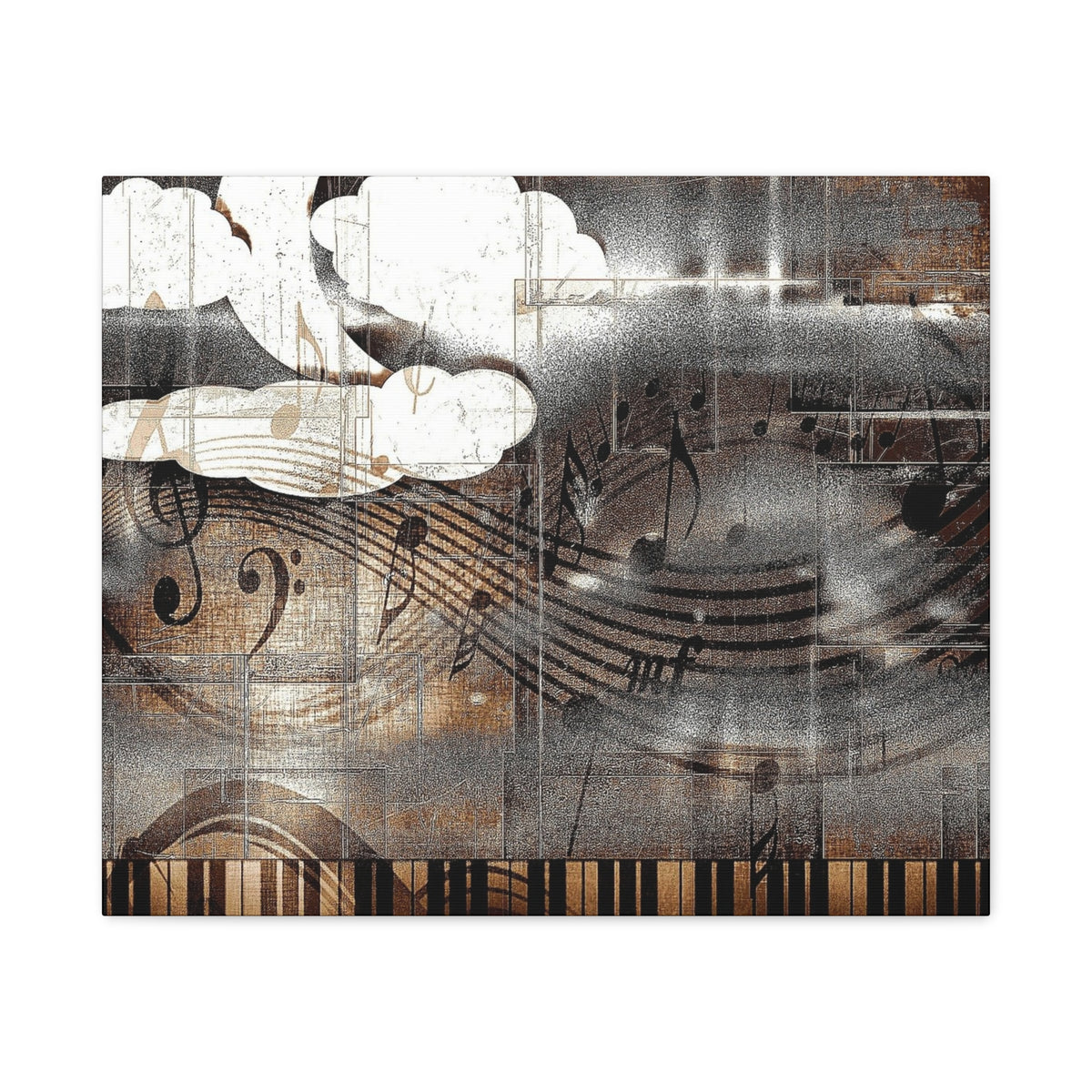 Abstract Musical Notes Matte Stretched Canvas Art (1.25")