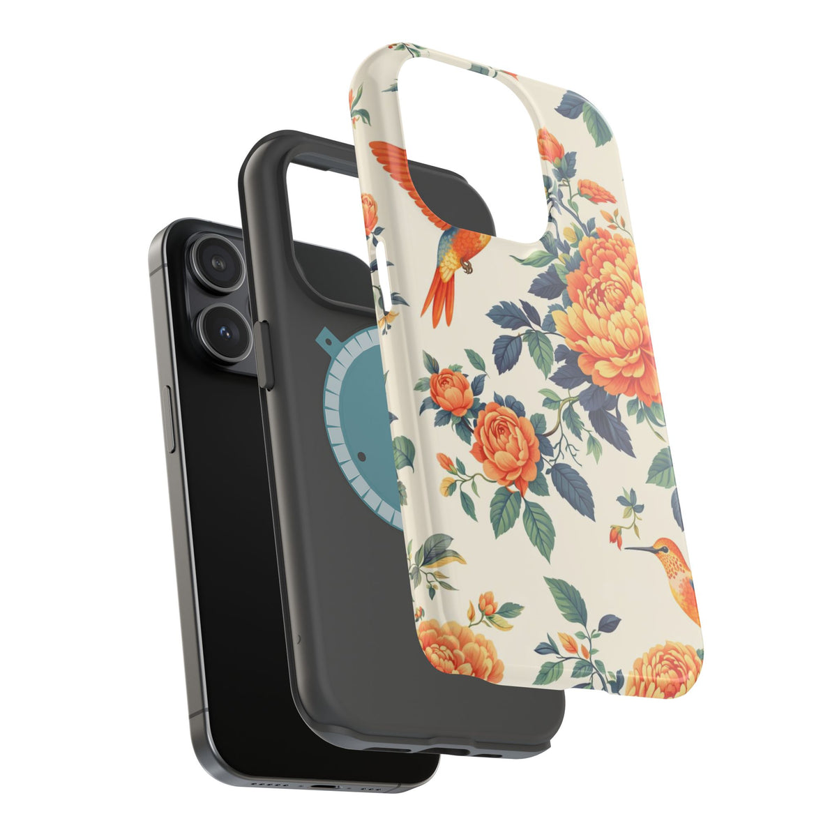 Floral Hummingbird Magnetic Phone Case — Impact-Resistant Protective Cover