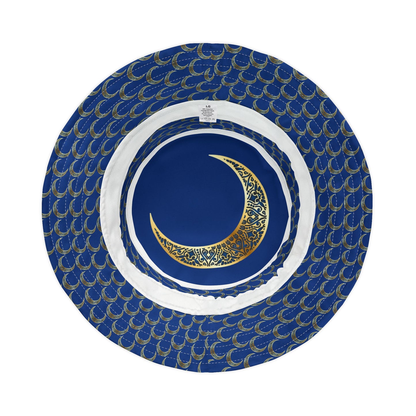 Blue Crescent Moon Pattern Bucket Hat - Stylish Sun Protection, Summer Hat, Festival Accessories, Beach Wear, Gift Ideas