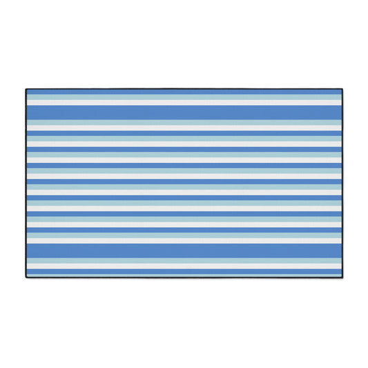 Striped Blue Heavy-Duty Floor Mat — Durable Non-Slip Entry Rug