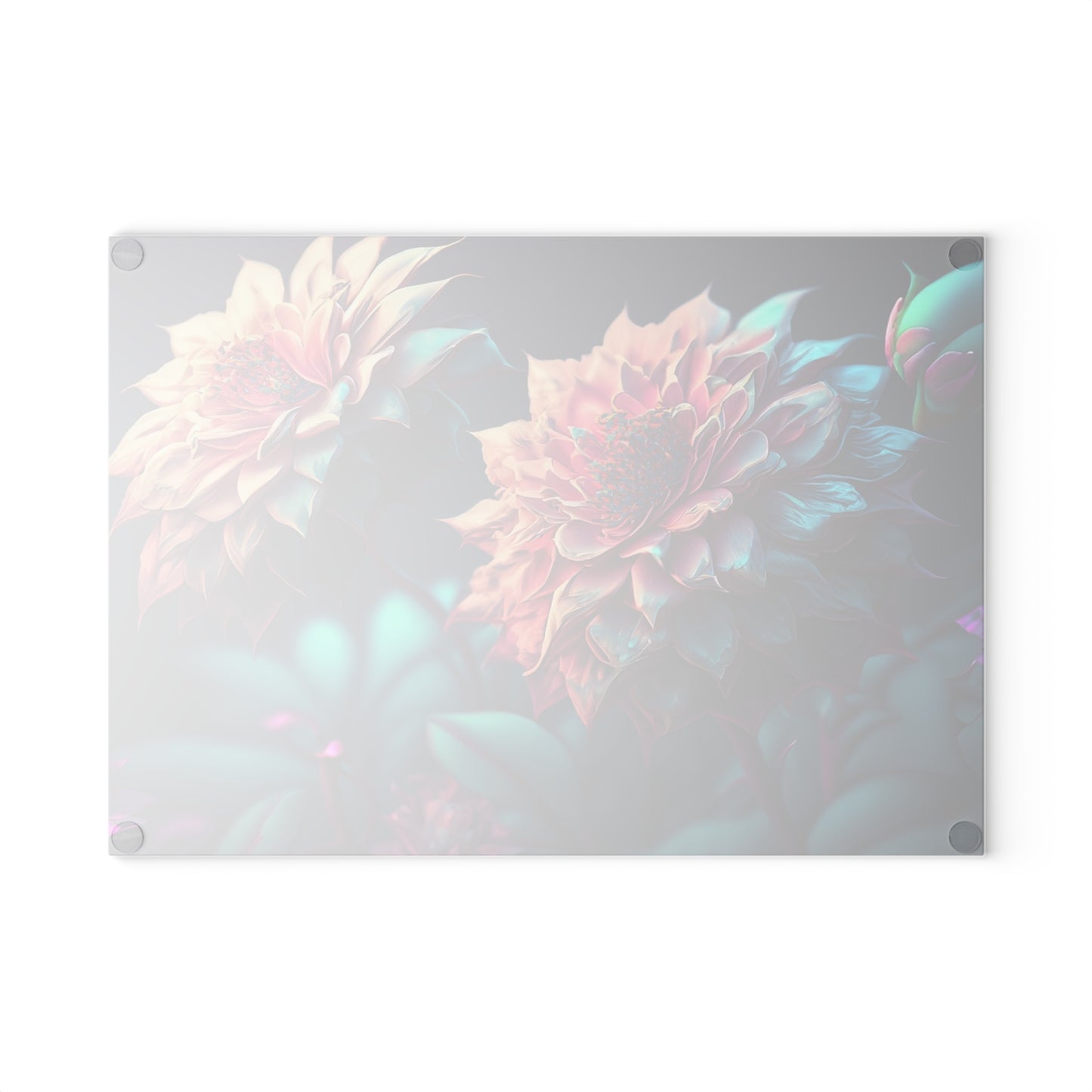 Floral Glass Cutting Board - Kitchen Decor, Wedding Gift, Home Cooking, Floral Art, Unique Kitchen Accessories