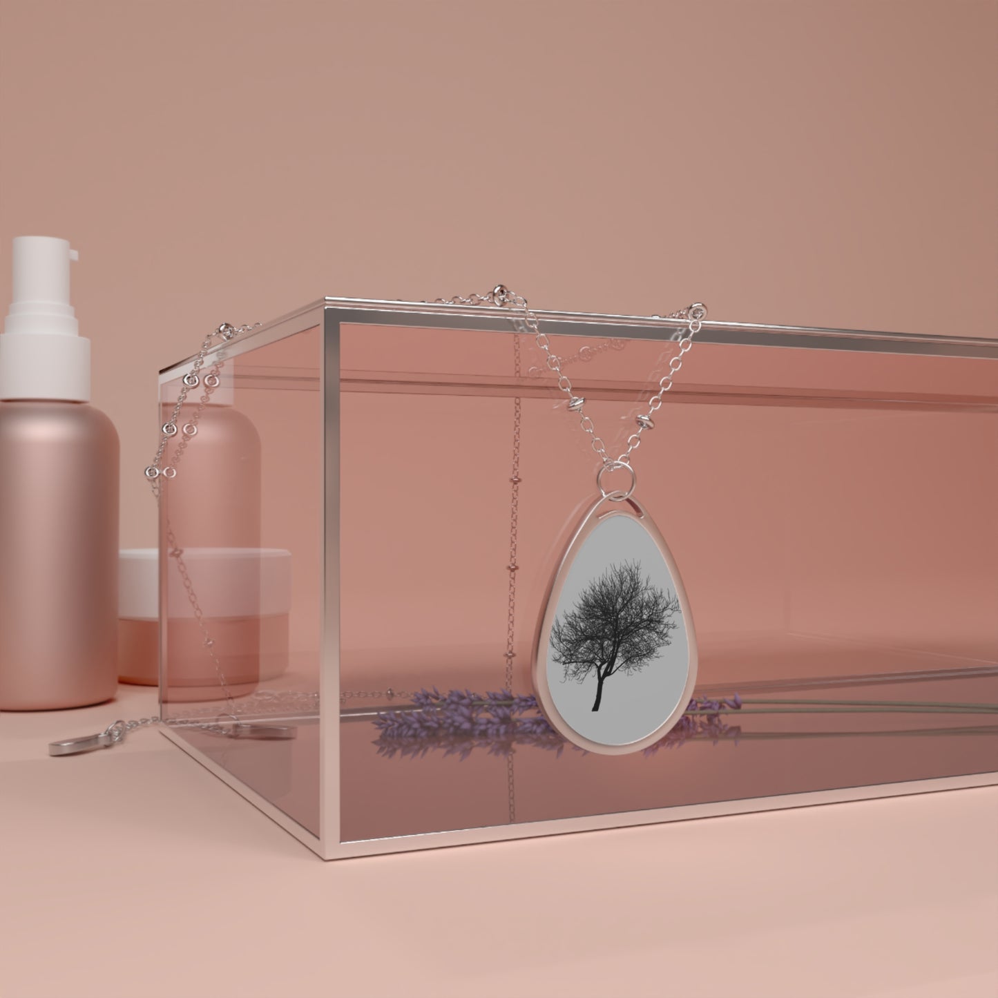 Nature-Inspired Oval Necklace, Minimalist Jewelry, Tree Pendant, Gift for Nature Lovers, Eco-Friendly Accessory, Simple Everyday Wear