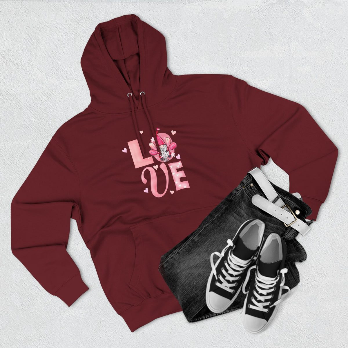 Love Blossom Hoodie — Pink Floral "LOVE" Graphic Fleece Hoodie