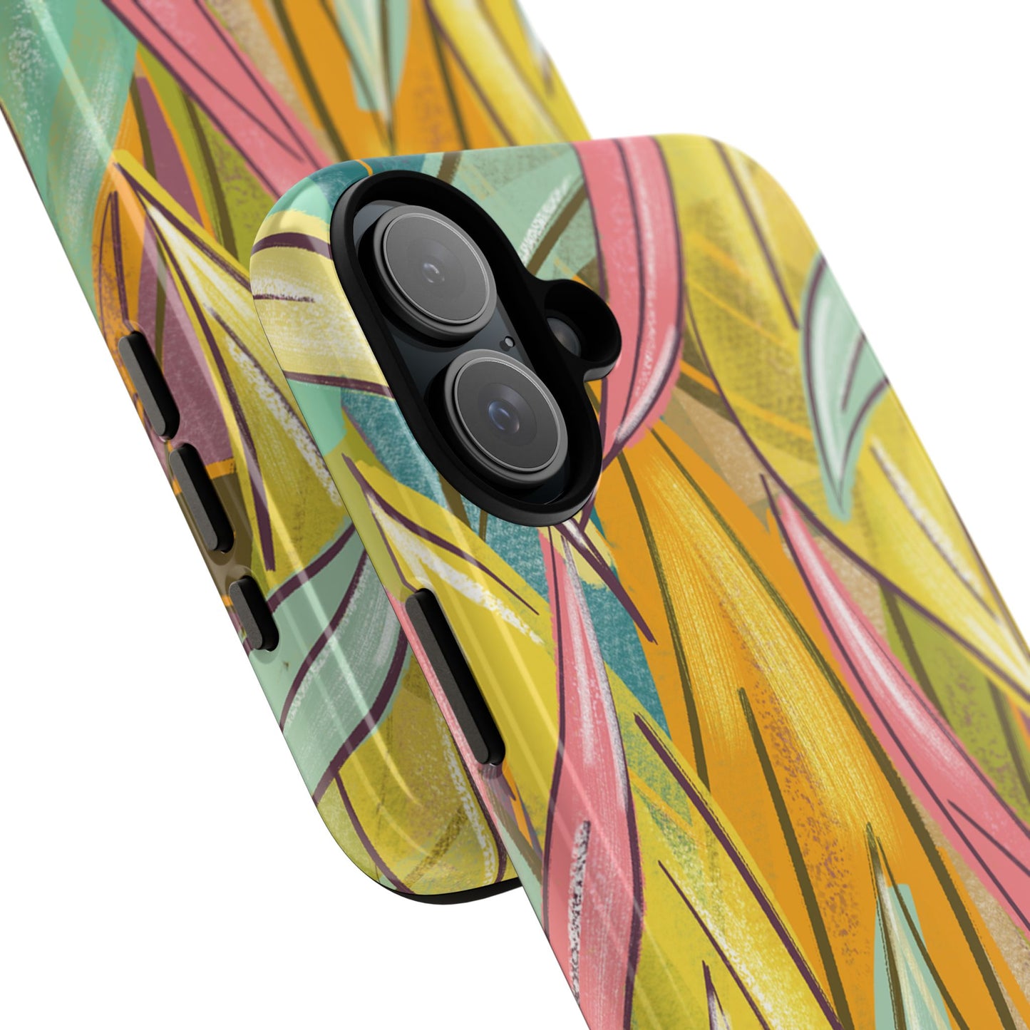 Vibrant Phone Case with Colorful Leaf Design, Tough Cases for Nature Lovers, Eco-Friendly Gift, Summer Vibes, Floral Phone Cover