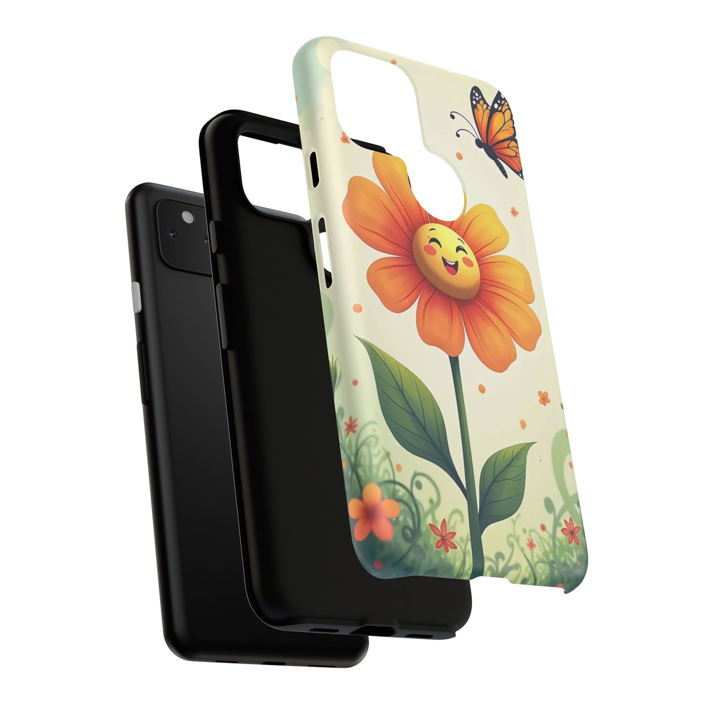 Floral Phone Case with Butterfly Design, Cute Flower Phone Cover for Nature Lovers, Eco-Friendly Gift, Spring Vibes, Birthday Present
