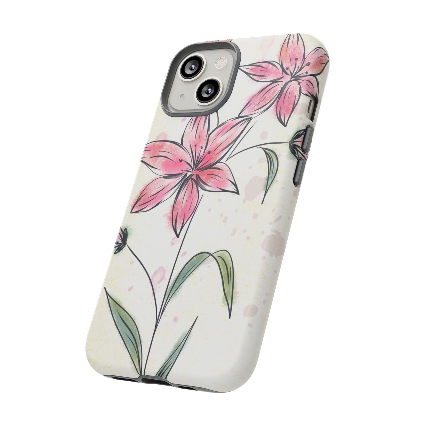 Floral Phone Case with Elegant Pink Lilies, Cute Floral Accessories, Phone Protection, Gift for Her, Stylish Cell Phone Cover