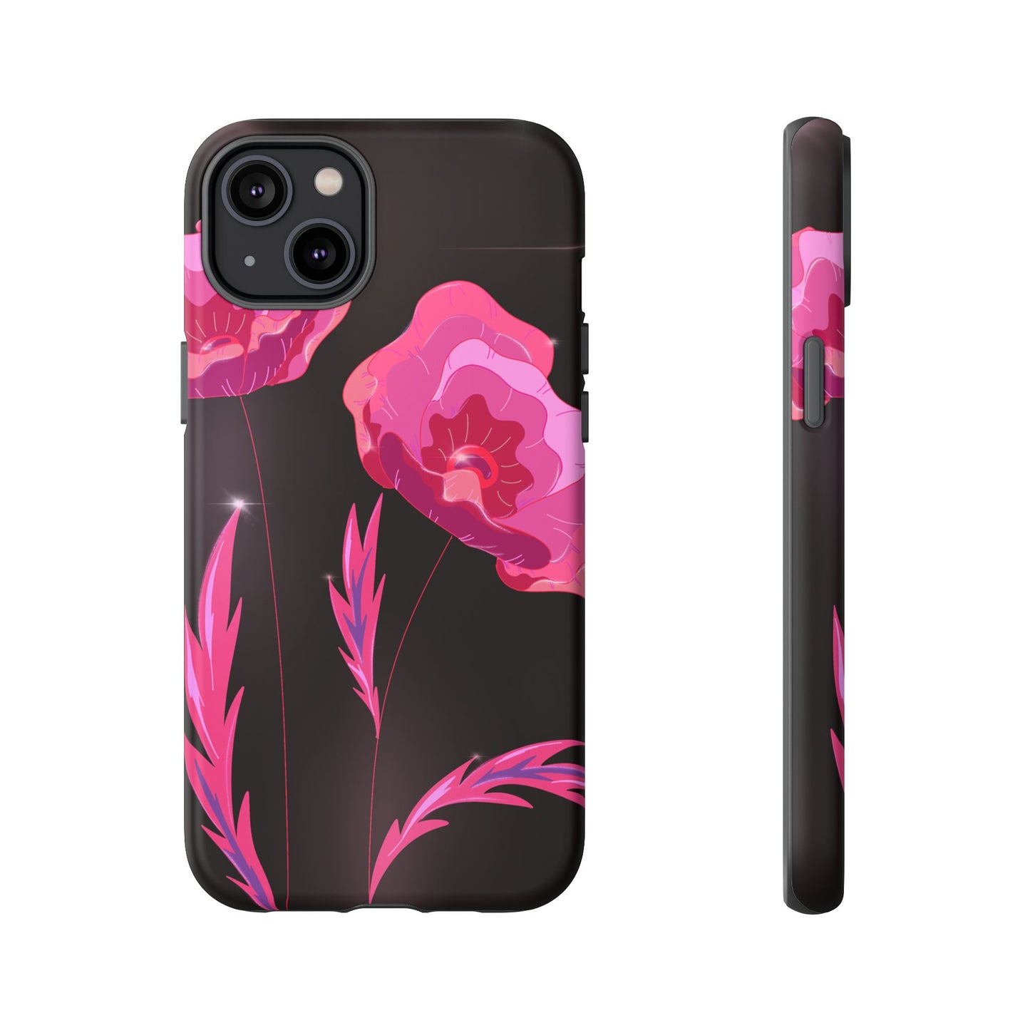 Floral iPhone Case | Tough Cases with Pink Poppy Design, Elegant Flower Phone Cover, Gift for Her, Spring Accessories, Chic Tech