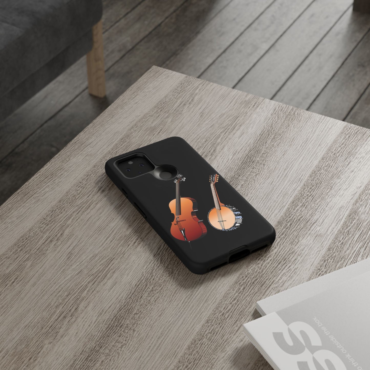 Musical Instrument Phone Case - Violin & Banjo Design, Music Lover Gift, Unique Phone Cover, Holiday Gift, Durable Tough Cases