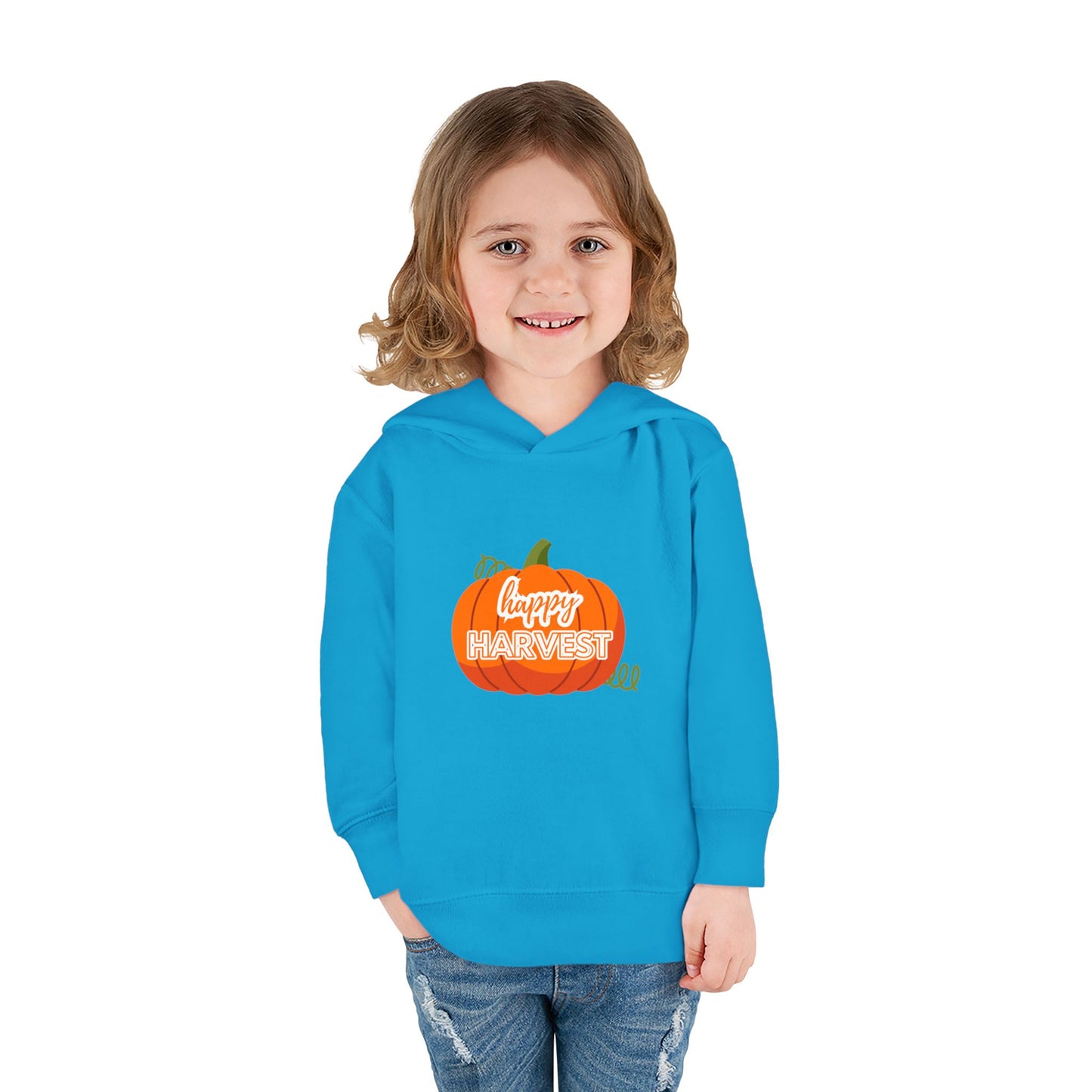 Toddler Happy Harvest Pullover Hoodie, Fall Kids Sweatshirt, Pumpkin Hoodie, Thanksgiving Gift, Cozy Autumn Wear