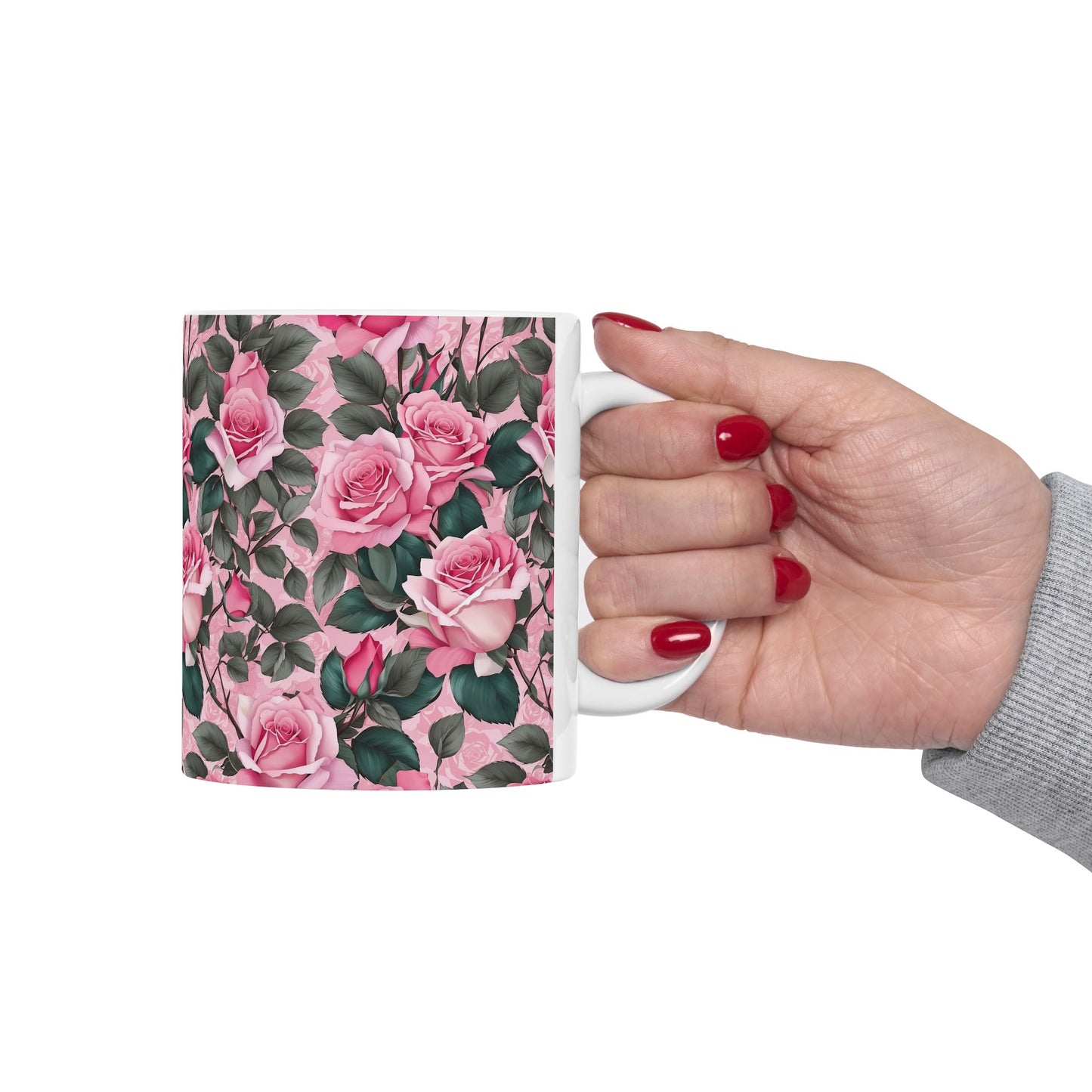 Floral Rose Ceramic Mug - Perfect Gift for Coffee Lovers, Tea, Mother's Day, Birthday, Home Decor, Kitchenware
