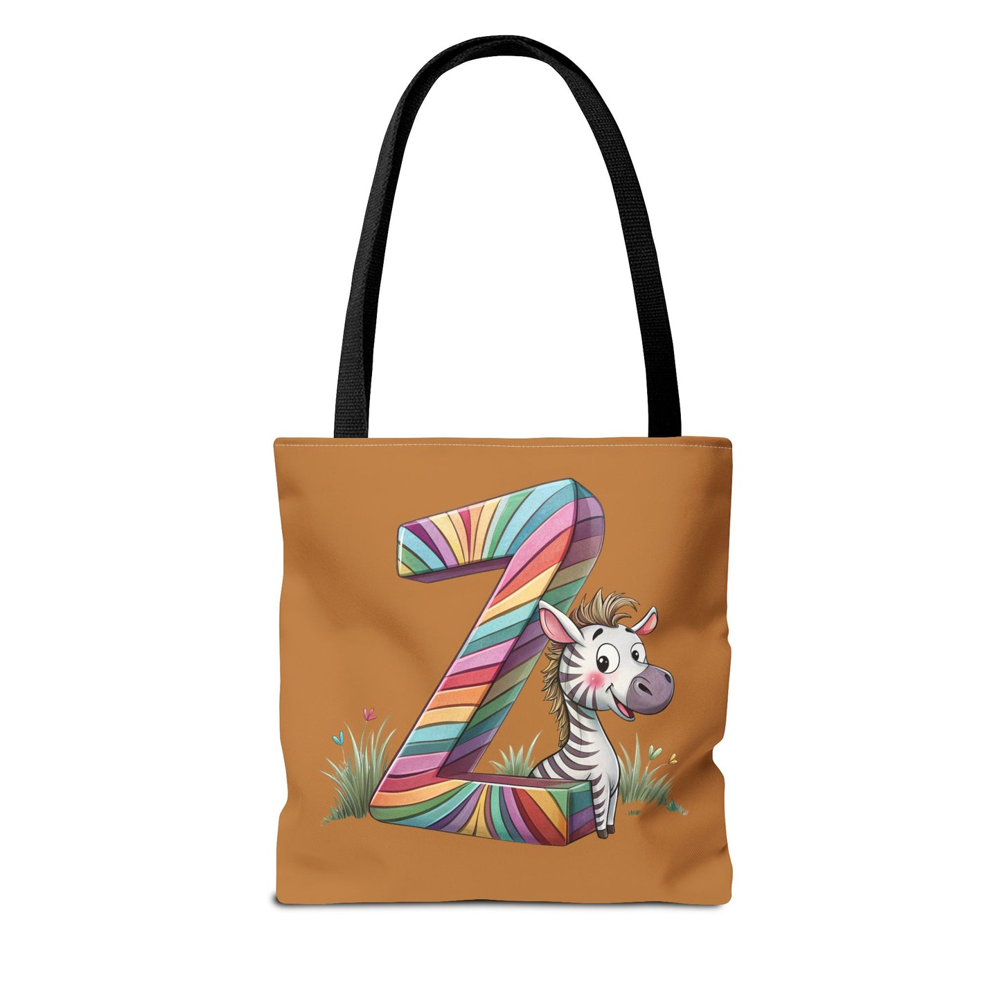 Colorful Zebra Initial Tote Bag, Kids' Backpack, Fun Reusable Shopping Bag, Cute Gift for Animal Lovers, Eco-Friendly, Alphabet Design