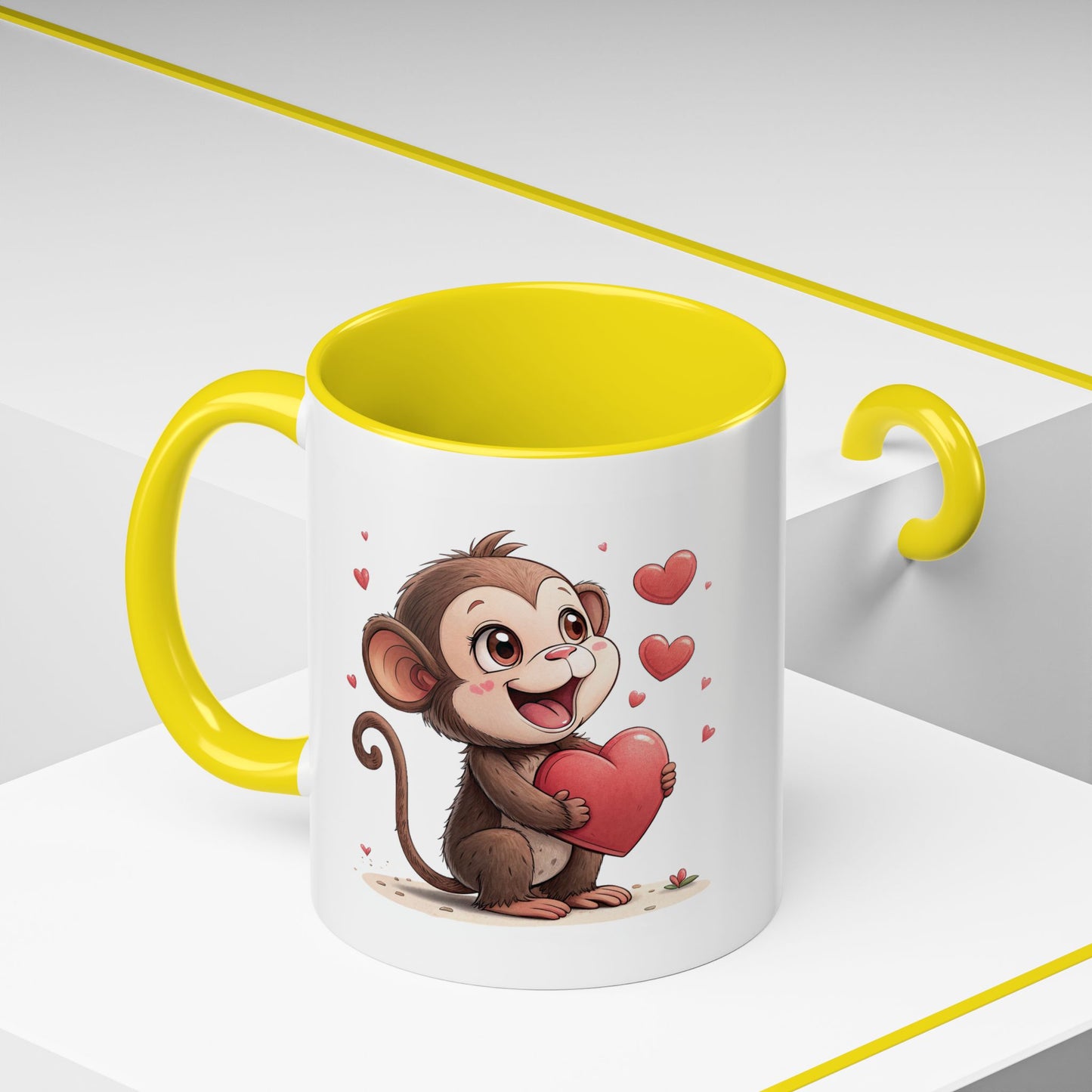 Cute Monkey Love Coffee Mug, Valentine's Gift, Animal Lover's Mug, Heartfelt Coffee Cup, Fun Kitchen Decor