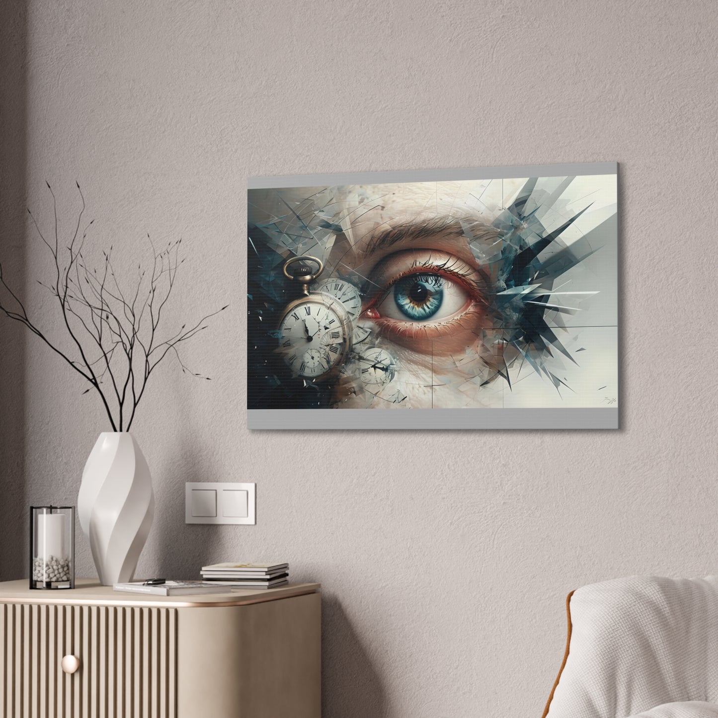 Surreal Canvas Wall Art, Eye with Vintage Clock