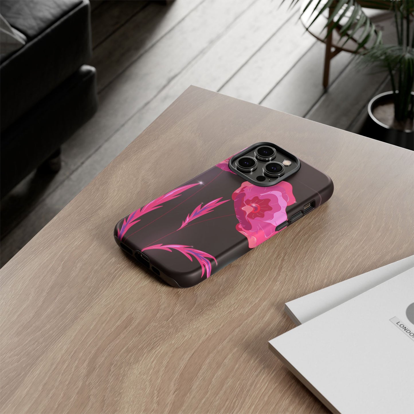 Floral iPhone Case | Tough Cases with Pink Poppy Design, Elegant Flower Phone Cover, Gift for Her, Spring Accessories, Chic Tech