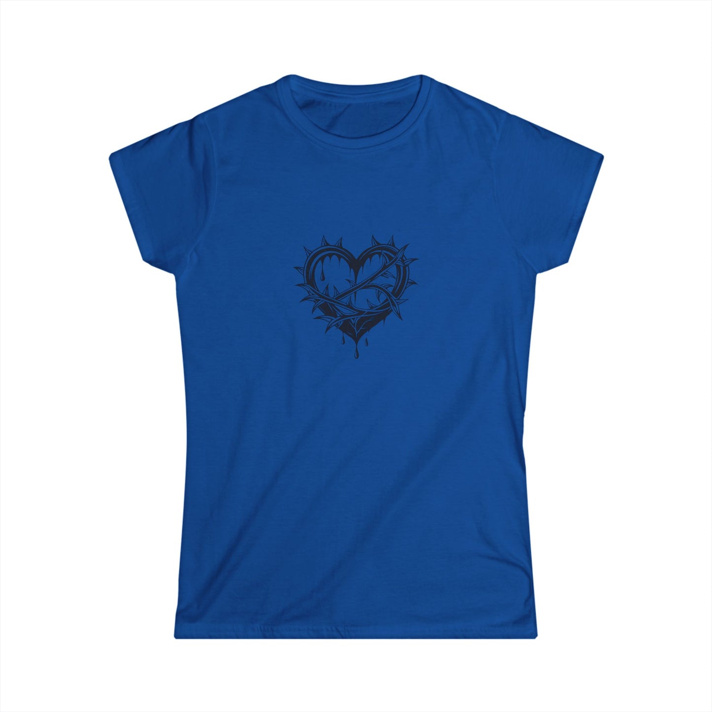 Women's Softstyle Tee with Heart Design, Casual Graphic T-Shirt, Gift for Her, Valentine’s Day Apparel, Trendy Outfit