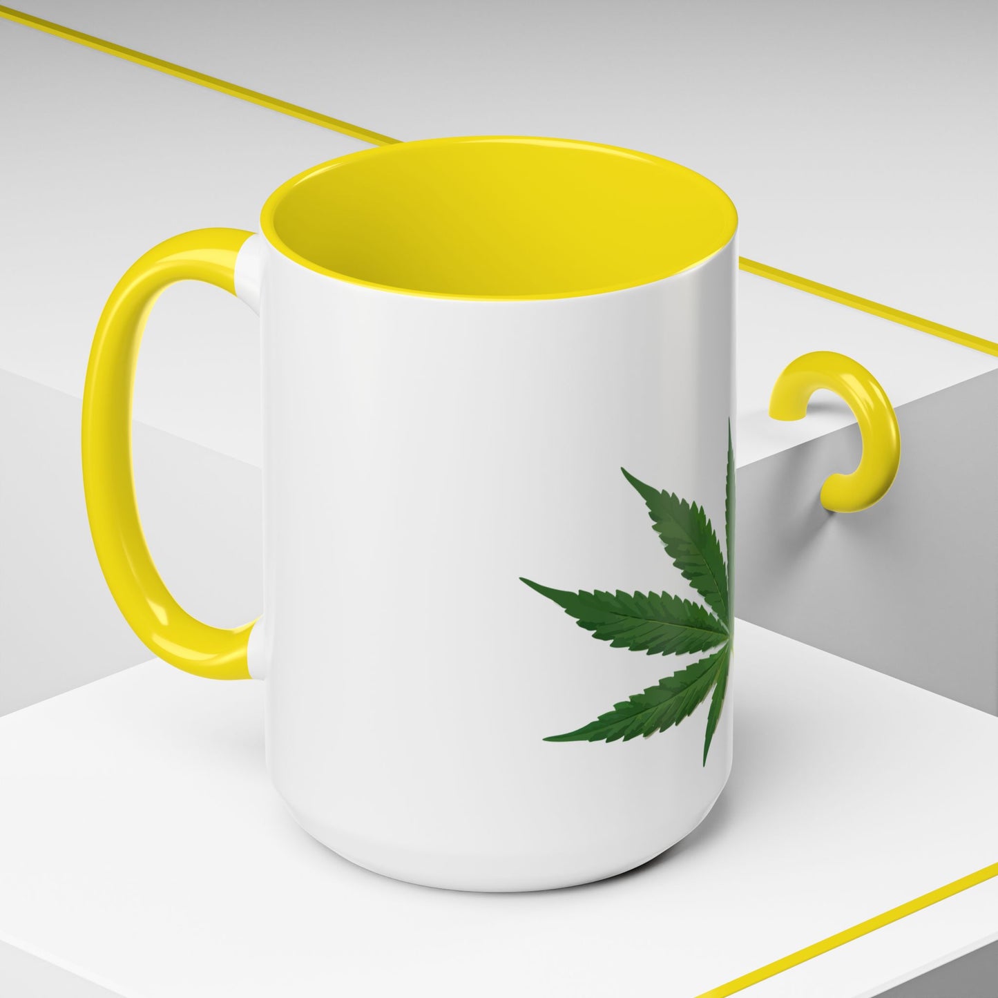 Marijuana Leaf Accent Coffee Mug | Cannabis Lover's Gift, Unique Coffee Cup, Pothead Mug, Stoner Gift Idea, Greenery Decor