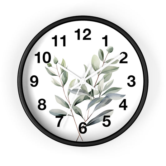 Botanical Wall Clock — Minimal Greenery Clock for Living Room & Bedroom