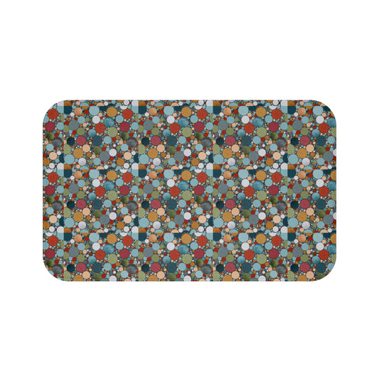 Colorful Geometric Bath Mat, Modern Bathroom Decor, Spa Essential, Gift for Home, Trendy Housewarming Present, Boho Rug