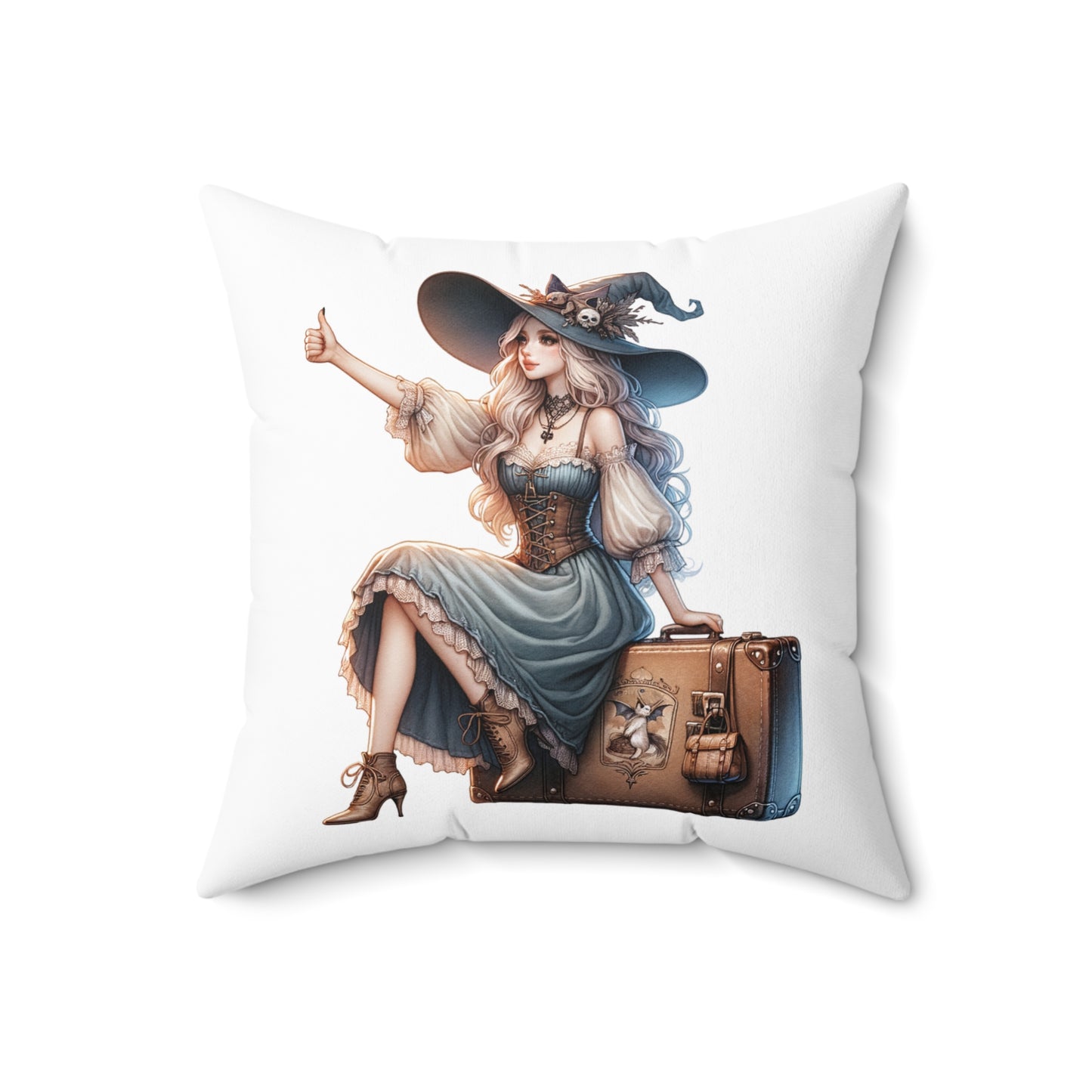 Whimsical Witch Decorative Pillow, Cozy Home Accent, Halloween Decor, Gift for Witch Lovers, Spooky Home Decor, Magic Pillow