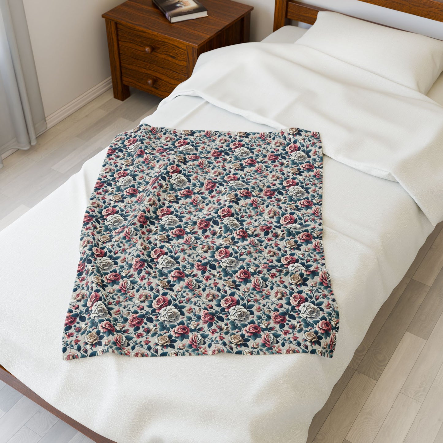 Cozy Floral Velveteen Blanket, Warm Throw for Home Decor, Perfect for Relaxation, Gift for Her, Spring Decor