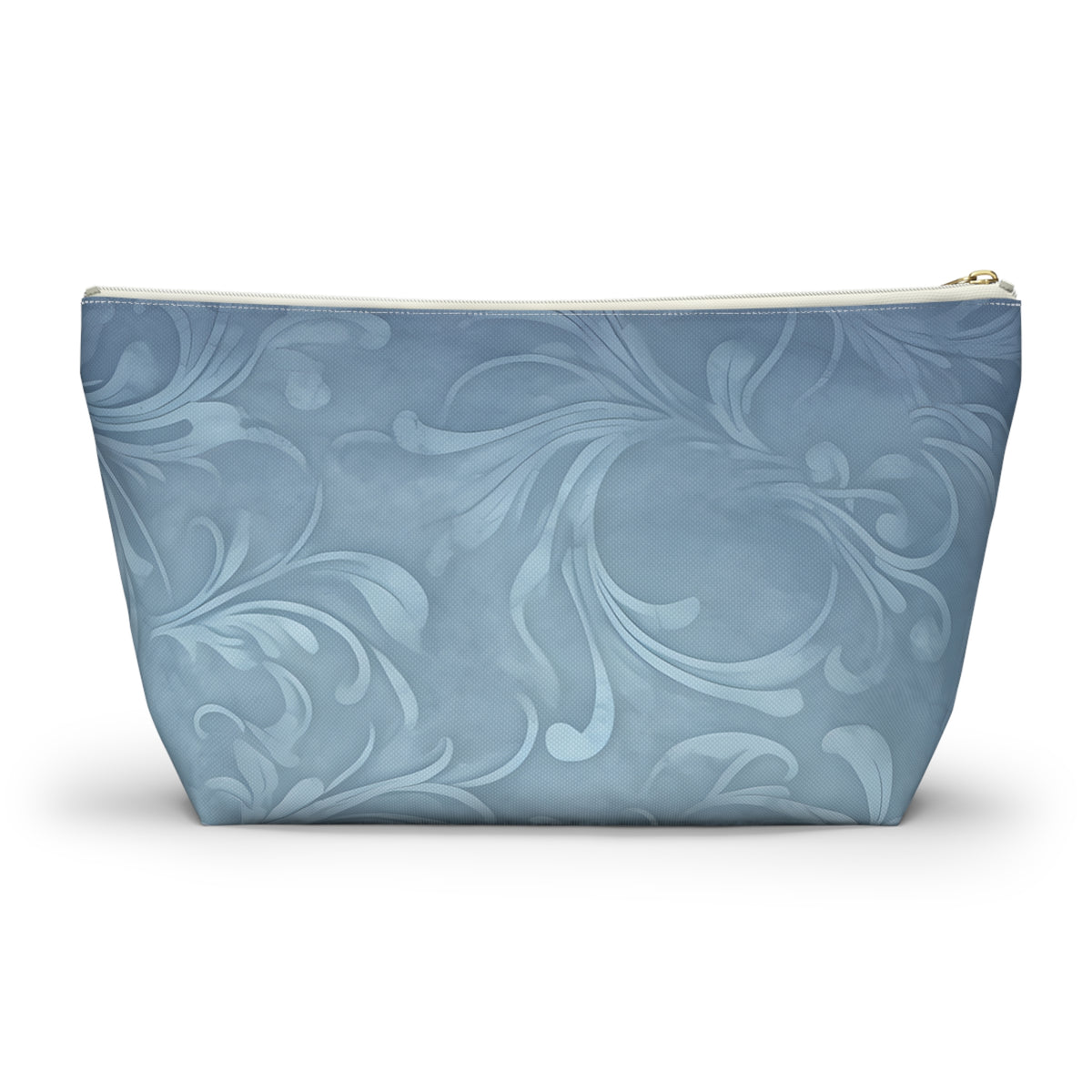 Blue Floral Swirl Accessory Pouch — T-Bottom Makeup & Travel Zip Bag
