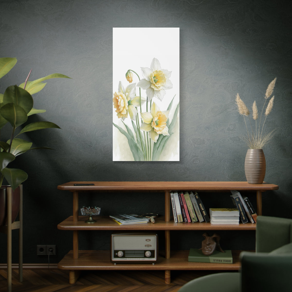Matte Canvas, Stretched, 1.25" beautiful flowers white and yellow.