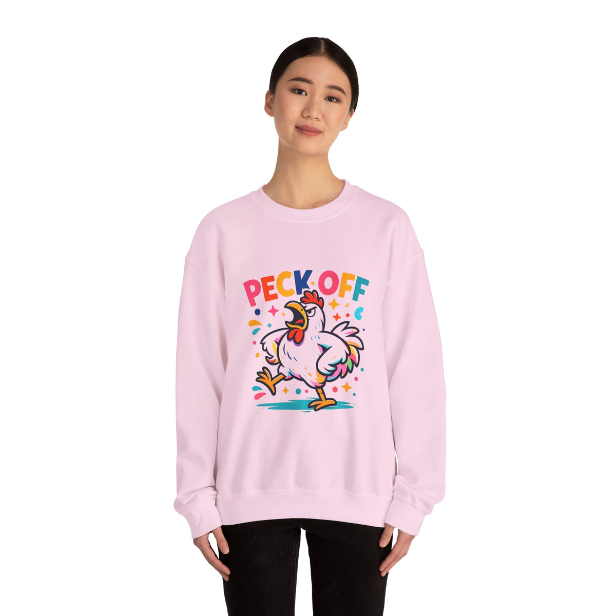 Peck Off Crewneck Sweatshirt – Funny Chicken Graphic Pullover