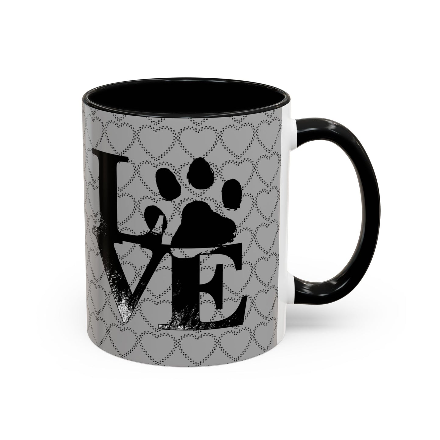 Chic Love Coffee Mug for Pet Lovers, Black Accent Mug, Valentine's Gift, Animal Lover Cup, Perfect for Hot Beverages