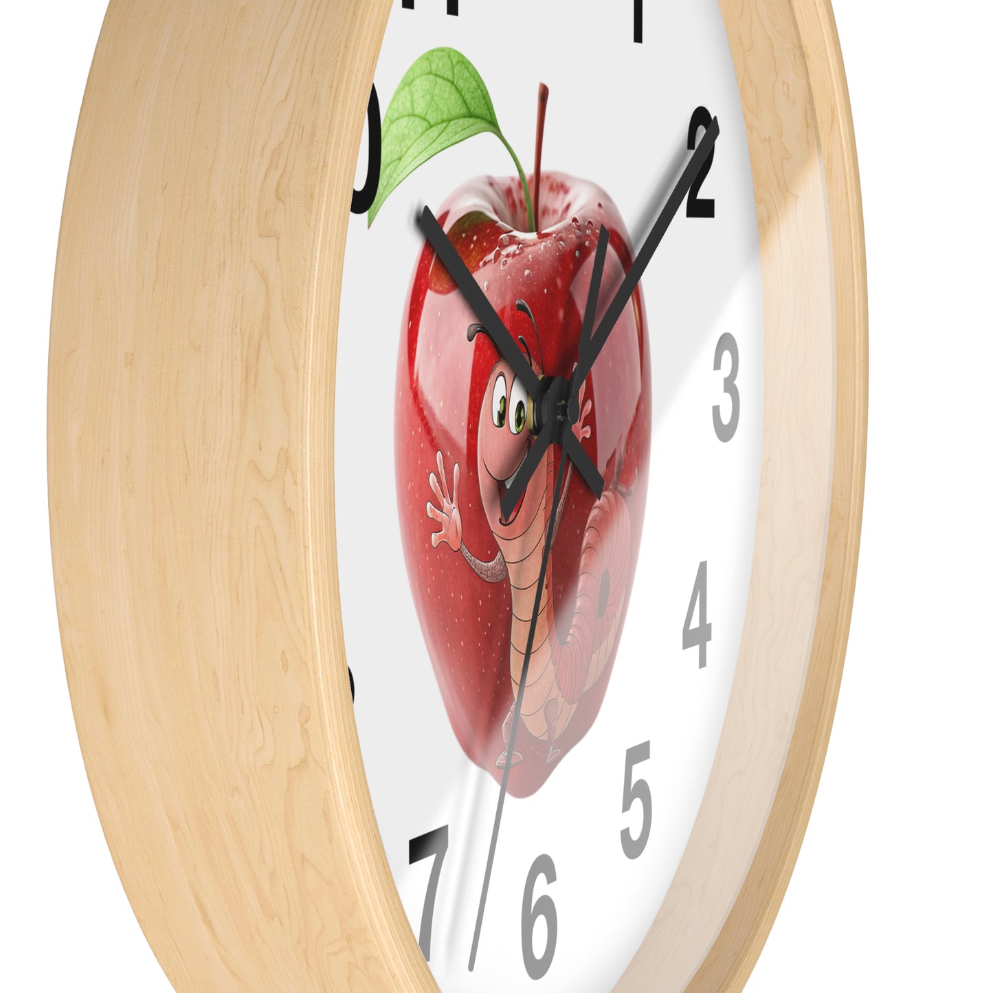 Whimsical Apple Wall Clock, Fun Kids Decor, Nursery Wall Accent, Tick Tock, Gift for Children, Playful Home Decor, Educational Timer