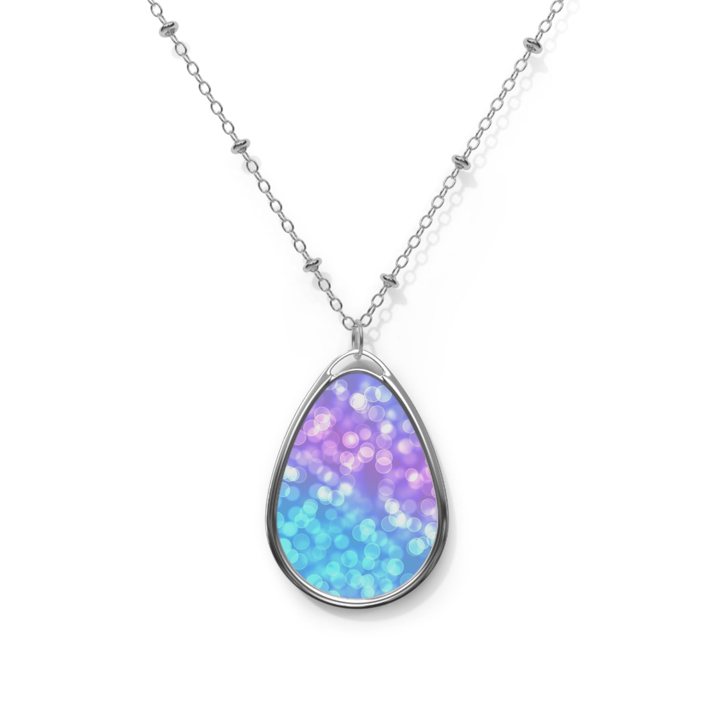 Iridescent Oval Necklace, Dainty Silver Jewelry, Heartfelt Gift