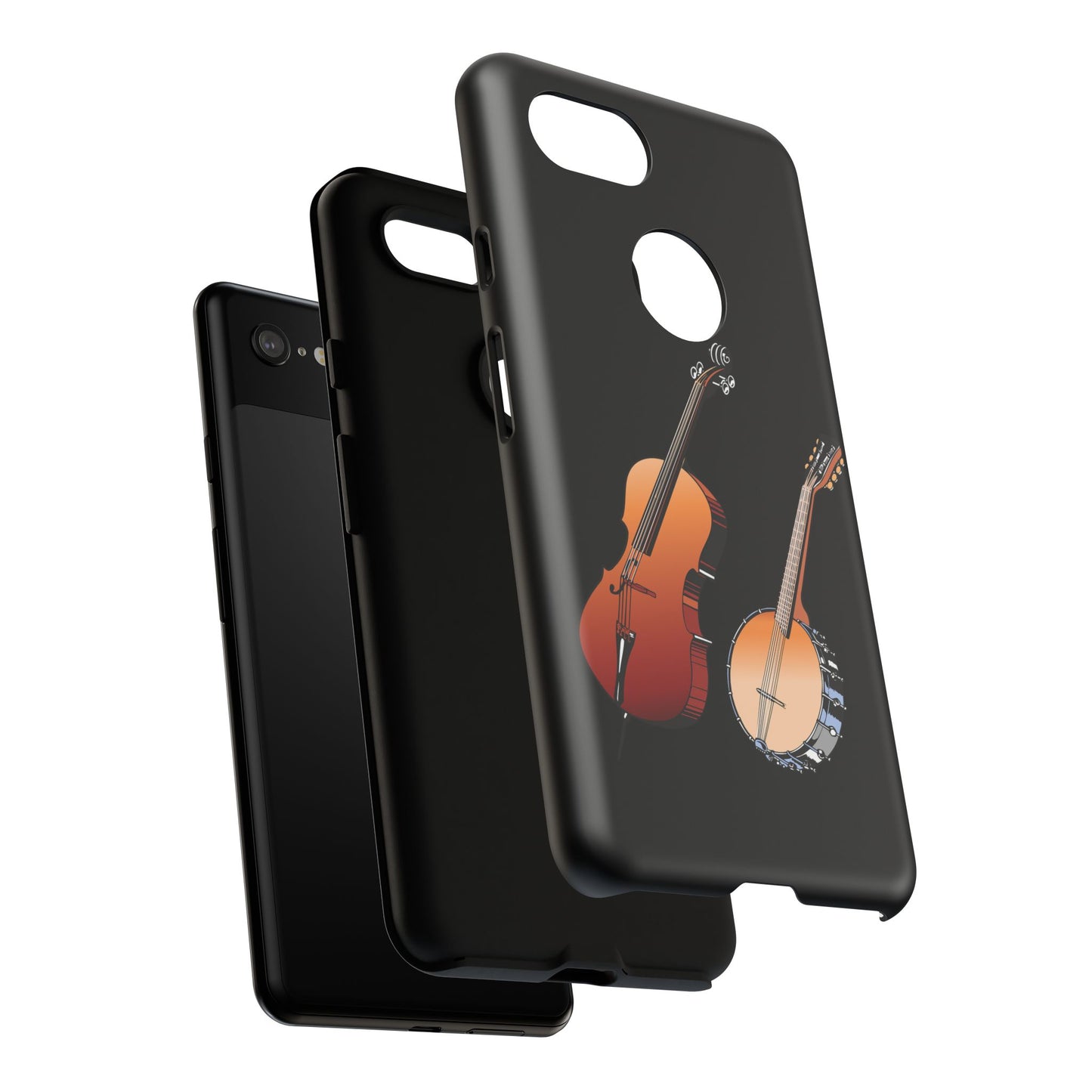 Musical Instrument Phone Case - Violin & Banjo Design, Music Lover Gift, Unique Phone Cover, Holiday Gift, Durable Tough Cases