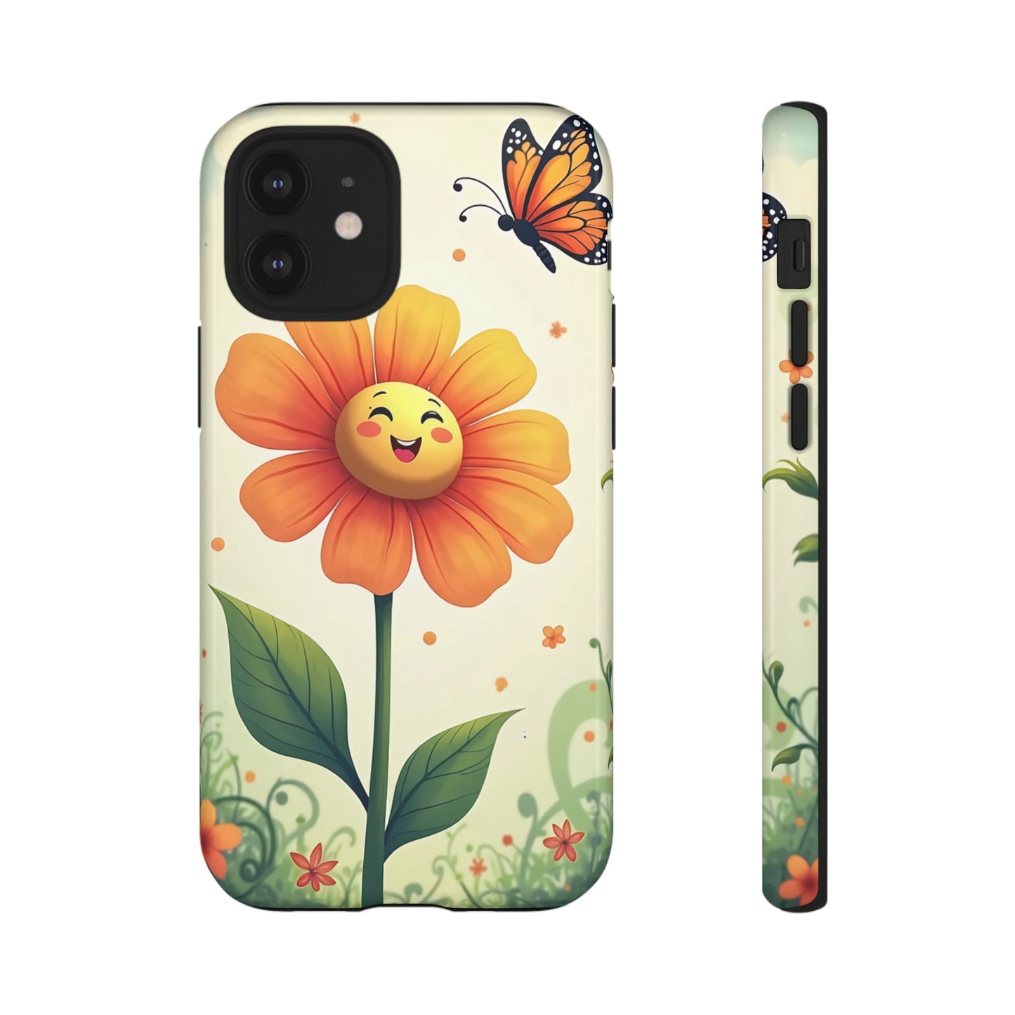 Floral Phone Case with Butterfly Design, Cute Flower Phone Cover for Nature Lovers, Eco-Friendly Gift, Spring Vibes, Birthday Present