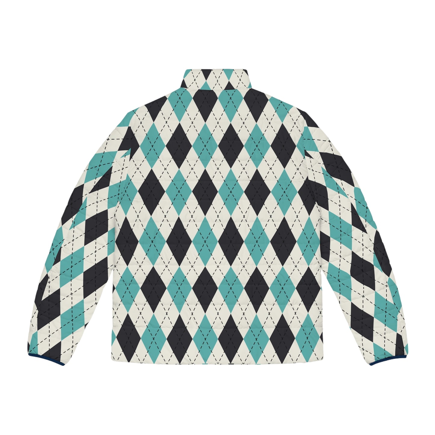 Men's Stylish Argyle Puffer Jacket, Trendy Winter Outerwear, Fashionable Layering Piece, Warm Casual Jacket, Perfect for Holiday Gifting
