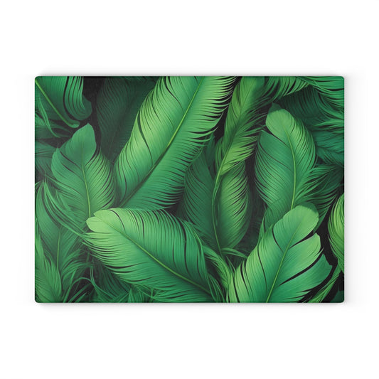 Tropical Glass Cutting Board, Kitchen Decor, Gift for Chefs, Leaf Design, Eco-Friendly Kitchen Essentials, Cookware